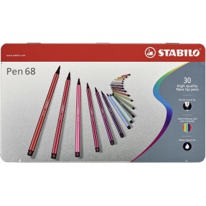 Pennarello Premium - STABILO Pen 68 - Scatola in Metallo da 30 - Colori assortiti