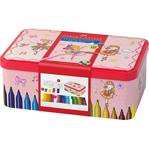 Set Ballerina in metallo con 33 pennarelli Connector Pens Faber-Castell