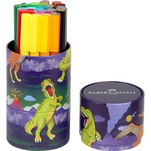 Tubo in metallo con 20 Pennarelli Connector Pens Dinosauro Faber-Castell