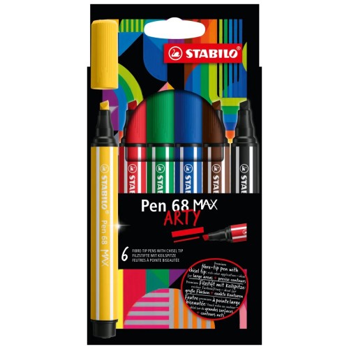 Pennarello Premium a tratto doppio (1 + 5 mm) - STABILO Pen 68 MAX - ARTY - Astuccio da 6 - Colori assortiti