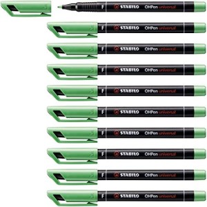 Marcatore - STABILO OHPen universal Permanente - Tratto Fine (0,7 mm) - Verde 10 pz