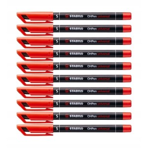 Marcatore - STABILO OHPen universal Permanente - Tratto Superfine (0,4 mm) - Rosso 10 pz