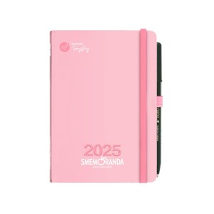 Smemoranda Every Day - Agenda Giornaliera B6 2025 12 Mesi Rosa Cipria con Elastico e Penna Copertina Morbida