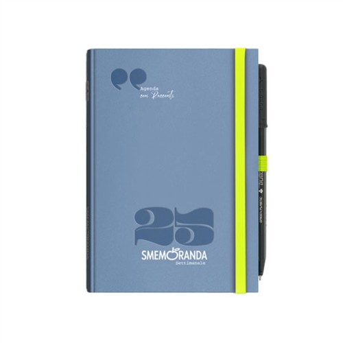 Smemoranda Racconti - Agenda Settimanale B6 2025 12 Mesi Ghiaccio con Elastico e Penna Copertina Rigida