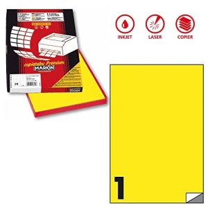 CARTA ADESIVA FLUO GIALLO 1 ETICHETTA 210X297 MM APPTAC