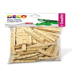 100 Mollette di Legno per Didattica Deco