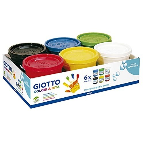 Tempera colori a dita 6 barattoli da 200 ml Giotto