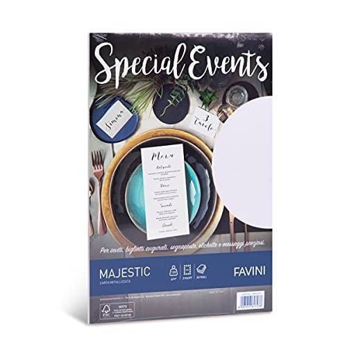 Favini Special Events Majestic Bianca 120gr 20ff Carta Metallizata