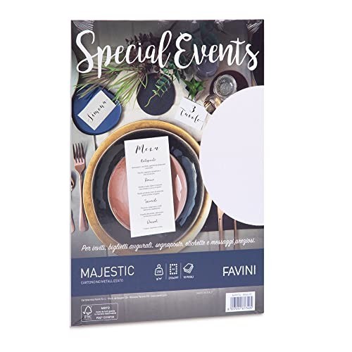 Favini Special Events Majestic Bianca 250gr 10ff Carta Metallizata