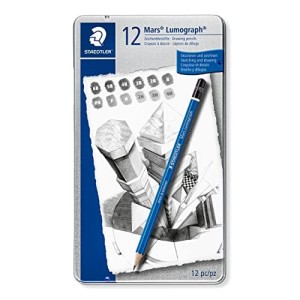 Astuccio Metallo 12 Matite Lumograph Staedtler 6B-4H