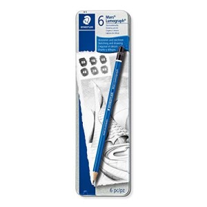 Astuccio Metallo 6 Matite Lumograph Staedtler 8B-HB