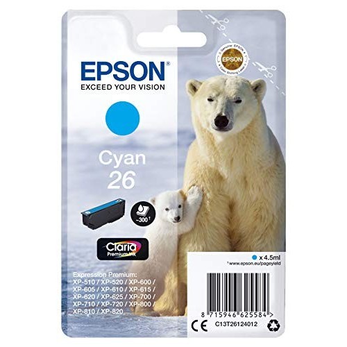 CARTUCCIA ORIGINALE EPSON C13T26124010 CIANO