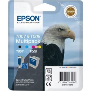 EPSON T007 & T008 ORIGINALE BK + COLORE CT13T00740310